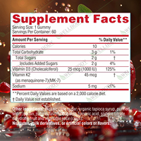 WELLBODY OEM Gummies de Vitamine D3 K2 de Qualité Alimentaire pour Adultes - 60 Gummies Soutient la Santé des Os, du Cœur, l'Absorption du Calcium et le Système Immunitaire