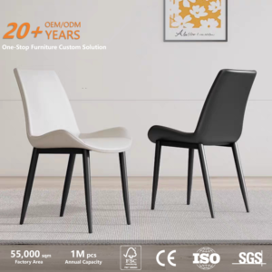 Chaise de salle à manger en cuir pliable, moderne, simple, de luxe léger, personnalisable, cadre en métal, écologique, empilable, petit appartement, maison - Product Image 2