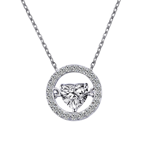 Tianyu Moissanite Circle <b>Heart</b> Openwork Pendant <b>Necklace</b> 925 Sterling <b>Silver</b> Platinum Plating Delicate GRA Certified for Women - Product Image 1