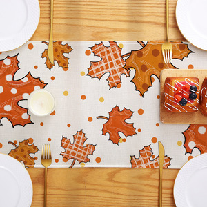 Camino de mesa con estampado de hojas de arce y calabaza Decoraciones de otoño para el día de hoy - Product Image 4