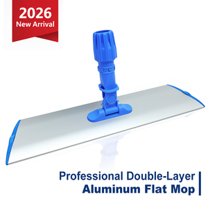 Serpillère plate professionnelle en aluminium robuste de 45 cm avec fixation auto-agrippante et microfibre pour un nettoyage efficace des sols - Product Image 1