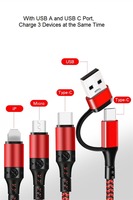 Vente flash : câble de charge rapide 3A type-C vers micro USB en cuivre pur tressé avec boîtier en métal nylon 5 en 1 pour ordinateur et ordinateur portable - Marque OEM