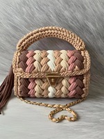 Sacs fourre-tout de luxe en crochet 2026 pour femmes, faits à la main, couleurs mélangées, pour soirées en extérieur, avec chaîne décorative, fermeture ouverte