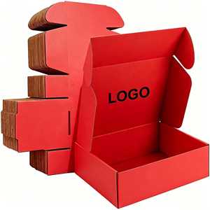Custom <b>Red</b> Self-Erecting Corrugated <b>Boxes</b> Rectangle Logo Printing Recyclable <b>Gift</b> Craft Packaging - Product Image 1