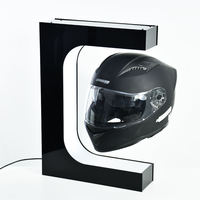 Support d'affichage de casque à lévitation magnétique en acrylique personnalisé 360° °   Support de casque de moto rotatif et flottant avec lumière LED