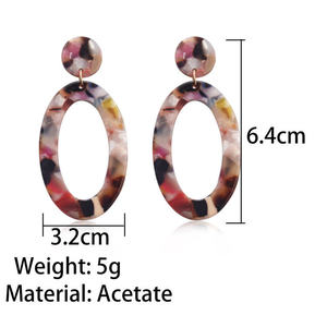 Boucles d'oreilles ovales géométriques en acétate, <span class=keywords><strong>bijoux</strong></span> pendantes colorés en résine acrylique pour femmes, idéales pour les fêtes et mariages - Product Image 3