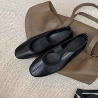 Chaussures Mary Jane personnalisées en cuir véritable pour femmes, décontractées, en peau de mouton, bout rond, bande élastique, polyvalentes et confortables