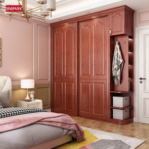 Armoire en bois de teck de Style classique, grand placard de rangement pour vêtements - Product Image 3