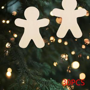 30 pezzi non verniciati fai da te pan di zenzero fette di bambù e artigianato in legno per disegnare decorazioni di Natale Halloween senza foro - Product Image 6