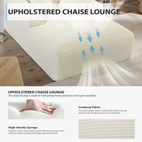 Chaise longue de 67 pouces, surdimensionnée, écologique, durable, rembourrée en velours côtelé, sans accoudoirs, siège profond, canapé-lit, sans assemblage