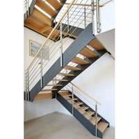 Escalier droit en bois massif décoratif, sur mesure, norme australienne, mono-équerre, escalier flottant avec garde-corps en verre