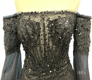 Robe de mariée longue en dentelle à manches longues Robe de mariée élégante Robe de mariée mariée nouvelle robe de mariée noire - Product Image 2
