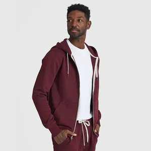 Custom Men Premium Fitted Fleece French Terry Zip Hoodie And Pant Set Made With Brushed Soft Breathable Fabric With Drawcord