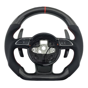 Volante Deportivo de Fibra de Carbono Perforada con Franja Roja Superior para Audi A3 A4L A5 A6L A7 Q3 Q5, el Más Popular - Product Image 1