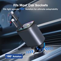 Chargeur de Voiture Rétractable 3 en 1 pour Téléphone – Chargeur Rapide iPhone et USB-C 4 en 1
