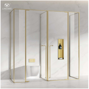 Modern Hinge <strong>Shower</strong> Door Cabin with Polished Stainless Steel Frame Aluminum Tray Glass <strong>Shower</strong> <strong>Rooms</strong> for Bathroom - Product Image 1