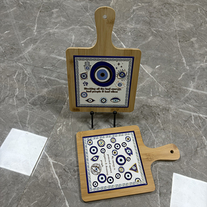 Salvamanteles de Cerámica con Ojo <span class=keywords><strong>Turco</strong></span> en Relieve y Asa de Bambú, Resistente al Calor, para Decoración del Hogar - Product Image 3