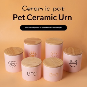 スポットクロスボーダー輸出手作りセラミック製ストレート型骨壺 猫と犬の葬儀用品用 密封火葬骨壺 - Product Image 3
