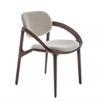 Chaise en bois massif BST Walnut, chaise de salle à manger en tissu lin, chaise de restaurant occidentale décontractée nordique