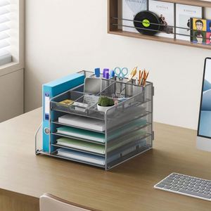 4-Tiers Mesh Metal Desk Organizer for Home Use Office Supplies From China-under Desk <b>Drawer</b> <b>File</b> Trays Crafted Metal Organizer - Product Image 4