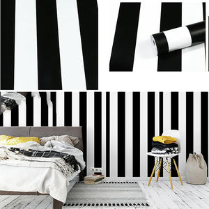 블랙 화이트 세로 줄무늬와 뜨거운 판매 방수 어린이 방 벽지 남성 여성을위한 현대적인 디자인 침실 벽지 - Product Image 4