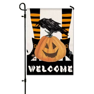 Personnalisé Halloween Lin Oxford <span class=keywords><strong>Tissu</strong></span> Jardin Drapeau Coloré Décoration Extérieure avec Imprimé Gobelins Squelettes Décor À La Maison Citrouilles - Product Image 2