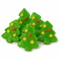 Bonbons gélifiés halal en forme de sapin de Noël, saveur fruitée acidulée, vente en gros, fabrication sur mesure OEM ODM, marque privée, fabricant TIKTOK