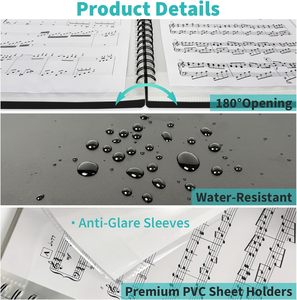 Cartella Porta Spartiti con 40 Buste Fronte-Retro, 80 <span class=keywords><strong>Pagine</strong></span>, 40 Tasche, Organizzatore per Spartiti - Product Image 5