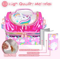 Sac isotherme de pique-nique imperméable en polyester léger avec motif licorne, bandoulière réglable et poignée, pour