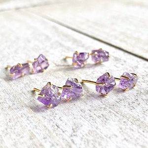 LS-A2453 Natural Raw <strong>Amethyst</strong> <strong>Studs</strong> <strong>Earrings</strong>,February Birthstone Gift <strong>Earring</strong> Gemstone <strong>Studs</strong> <strong>Earring</strong> Jewelry Wholesale - Product Image 3