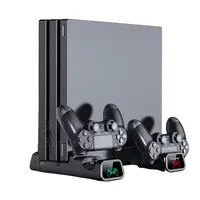 드롭 배송 PS4 슬림 콘솔 수직 냉각 스탠드 컨트롤러 충전베이스 2 쿨러 10 게임 스토리지