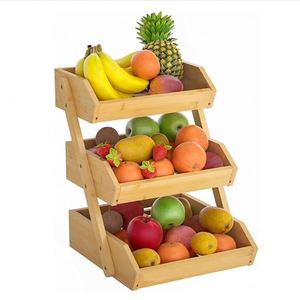 Cesta de Frutas de Bambú de 3 Niveles para la Encimera de la Cocina, Almacenamiento de Frutas y Verduras - Product Image 1