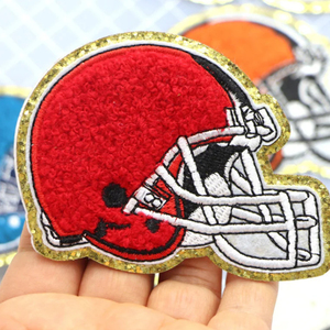 Thể thao Chenille long lanh <span class=keywords><strong>sequin</strong></span> thêu trò chơi ngày Mũ bảo hiểm nhiệt Báo Chí sắt trên các bản vá lỗi tùy chỉnh cho quần áo - Product Image 2