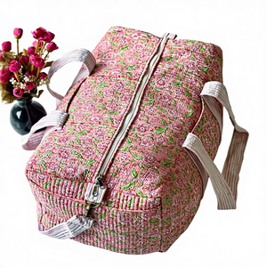 Sac de voyage matelassé vintage en coton, grand sac de week-end de luxe pour hommes et femmes, idéal pour les vacances, les séjours d'une nuit, personnalisable - Product Image 1
