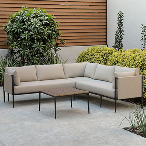 BHR Design minimaliste moderne tissu cadre en aluminium <span class=keywords><strong>terrasse</strong></span> balcon jardin intérieur extérieur canapé en forme de L canapé d'angle 4 pièces ensemble - Product Image 1