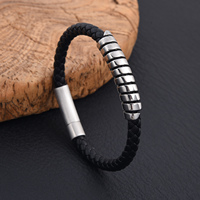 Bracelet en Cuir Tressé Fait Main, Bijoux Tendance pour Hommes et Garçons, Bracelet Personnalisé en Cuir