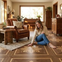Parquet Artistique avec Motif Versailles, Planches de Bois d'Ingénierie pour Villas de Luxe et Utilisation Extérieure, Couleur Personnalisée
