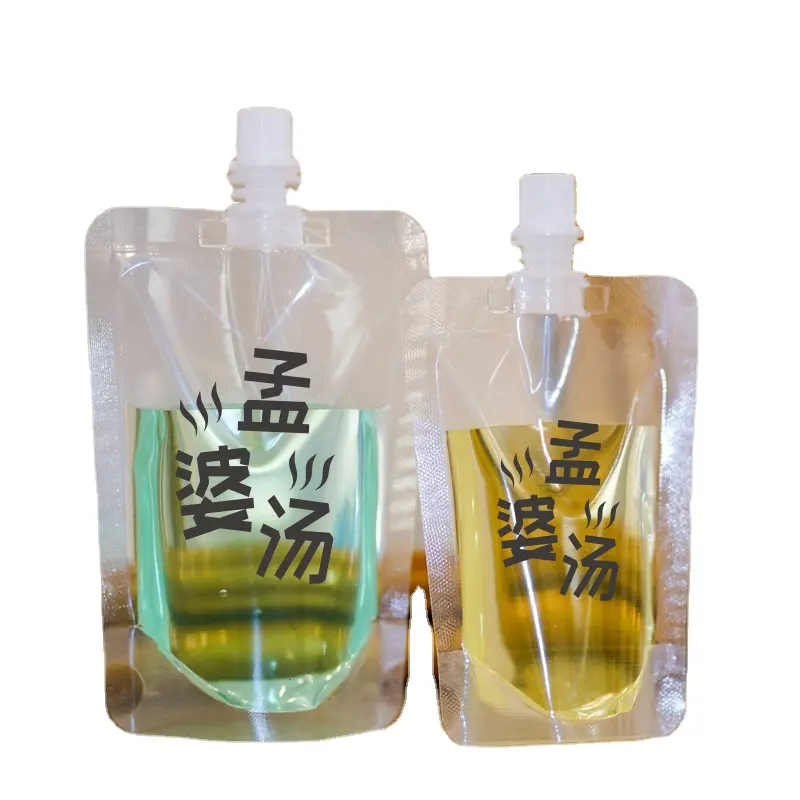 Biyobozunur Stand Up gıda baskılı plastik torba sos suyu içme sıvı memesi ambalaj Doypack dekantör şişe ağzı çantası