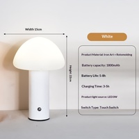 Lampe de table LED en forme de champignon, à intensité variable, avec corps métallique, design simple, commande tactile, rechargeable en courant continu, pour chambre à coucher, vente en gros