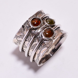 แหวนสมาธิทัวร์มาลีนสีเงินสเตอร์ลิงทำด้วยมือส่งออกเครื่องประดับขายส่งจำนวนมากทัวร์มาลีนธรรมชาติปรับได้ - Product Image 4