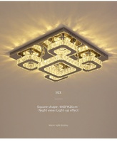 Nouveau style de lustre en acier inoxydable de luxe avec boule de cristal, lumière LED carrée, alimentation AC, lampes de plafond modernes pour salon