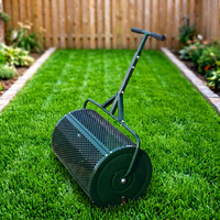 Chariot de jardin pliable en treillis d'acier avec rouleau pour pelouse, chariot manuel fermé pour épandeur de compost, semences et courses