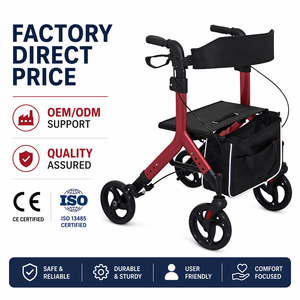 8 inch grote wielen <span class=keywords><strong>rollator</strong></span> met zitting, opvouwbare aluminium mobiliteitshulp voor senioren, draagvermogen 300 lbs - Product Image 5