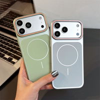 Coque de téléphone en PC rigide avec peinture métallique de luxe pour iPhone 17 Pro Max 17 16 15 14 13, antichoc, compatible avec la charge magnétique sans fil, finition mate