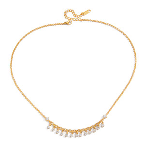 Collar con borlas y diamantes de imitación, cadena dorada, cristal redondo, joyería de fiesta para mujer - Product Image 5