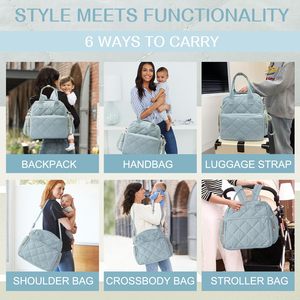 Bolso de hombro de nailon ligero con múltiples compartimentos para mujer, mochila de viaje a prueba de salpicaduras, bolsa de pañales con logotipo personalizado para mamá - Product Image 5