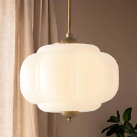 Suspension Moderne Décorative en Verre, Forme Citrouille, Lampe de Plafond pour Îlot de Cuisine Nordique, Lustre en Laiton Antique
