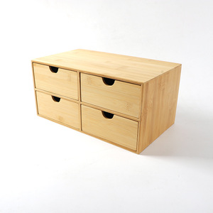 Cajas de almacenamiento de bambú, organizadores de cajones para escritorio, gabinetes de almacenamiento de oficina de madera con cajones de varias capas, cajas organizadoras - Product Image 1