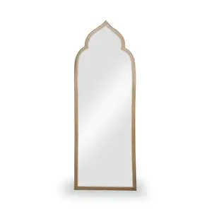 standing mirror semi rectangle with dome shaped decor mirror rattan cane framed and rattan skin on weaving