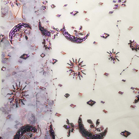 Tissu en organza jacquard brodé en relief 3D à motifs floraux en mélange de nylon pour robe de soirée pour femmes
